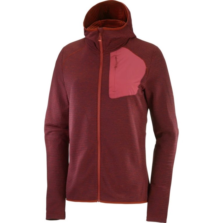 Burgundy Salomon Essential Lightwarm Hooded Women's Jackets | IE LV6159